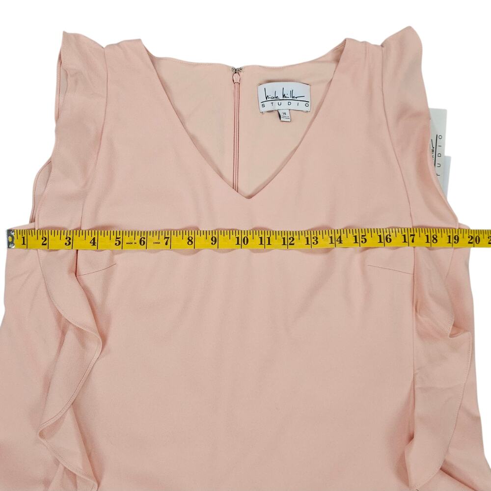NWT Nicole Miller Studion Dress Size 14 Blush Peach Ruffled Sleeveless Lined - Picture 14 of 14